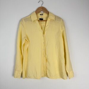 Talbots Pure Irish Linen Button Down Up Blouse Top Shirt 12 Petite 12P